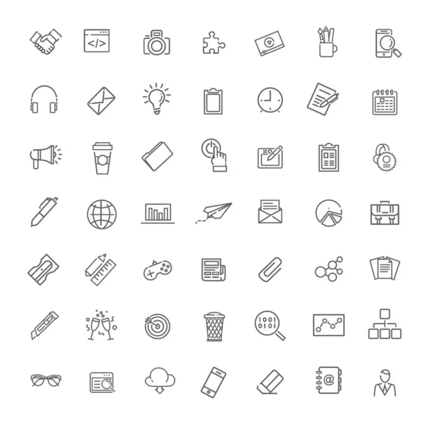Set di icone a righe sottili. Icone per le imprese — Vettoriale Stock