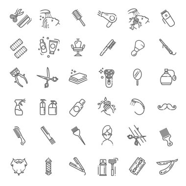 Barbershop and beauty salon vector icons set clipart