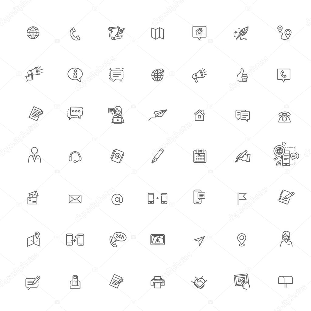 Thin lines web icons set - Contact us