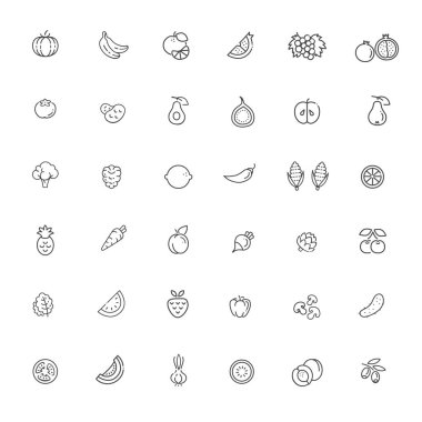 Taslak Vuruş Meyve simgesi kümesi