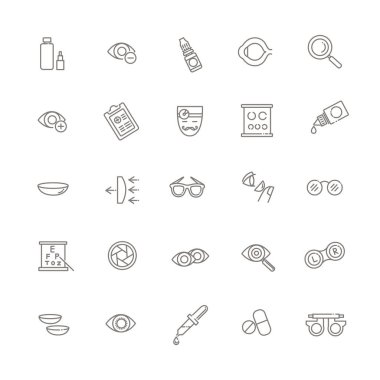 eyes health line icons set