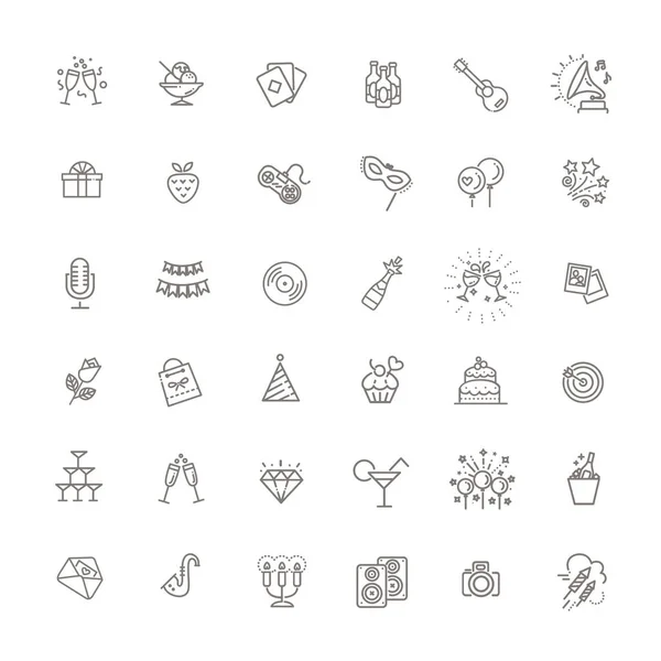 Conjunto de iconos de la línea vectorial relacionados con la fiesta — Vector de stock