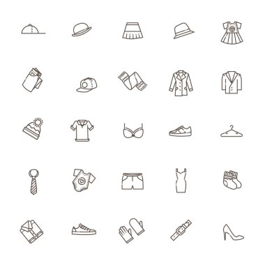 Düz Tasarım Giyim alışveriş konsept illüstrasyon, ince çizgi
