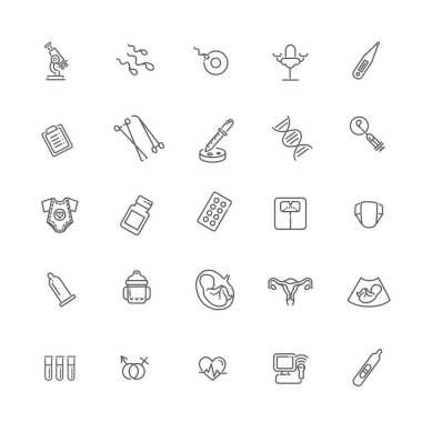 Vector set of icons. Gynecology