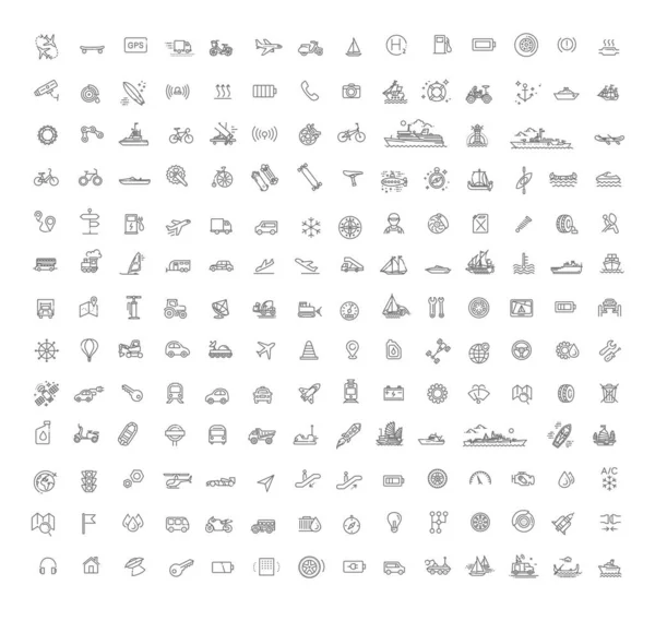 Transport icons, thin line design — Stock Vector