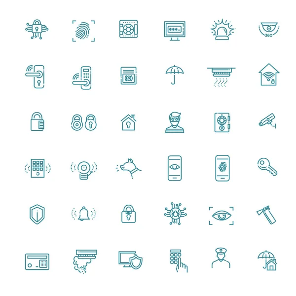 Home Security icons set. Vector line set — Stock Vector