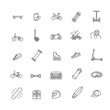 Ekstrem sporlar, ince çizgi tarzı, düz tasarım