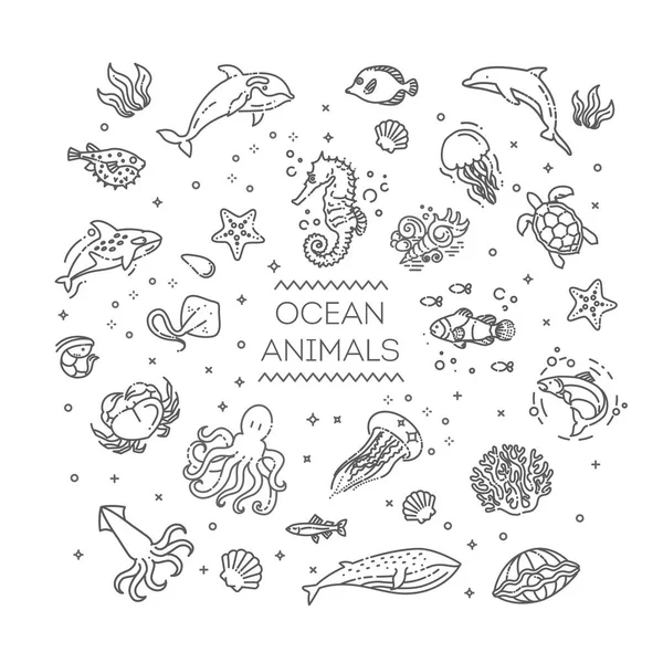 海洋生物だ 水中動物 水生生物 — ストックベクタ