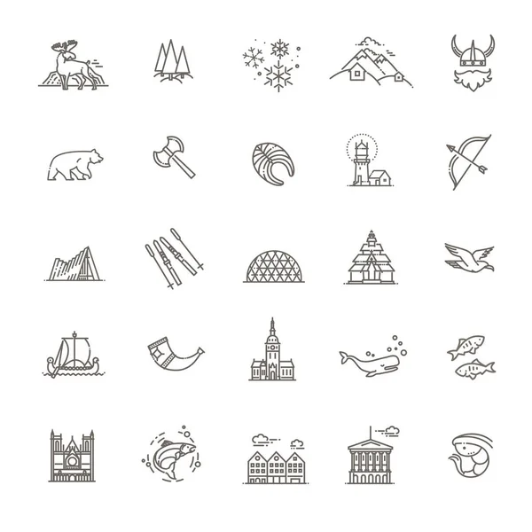 City sights vector icons. Norway landmark. — Stock Vector