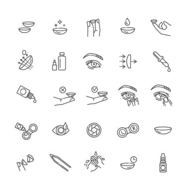 Kontak lens simgesi seti. Düz tasarım biçimi