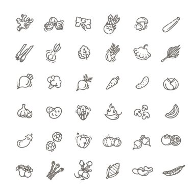 Temel sebzeler ince çizgi simgesi