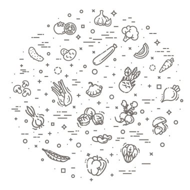 Temel sebzeler ince çizgi simgesi