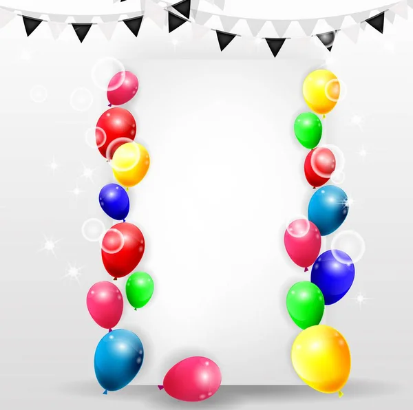 Fondo de cumpleaños con globos de colores — Vector de stock