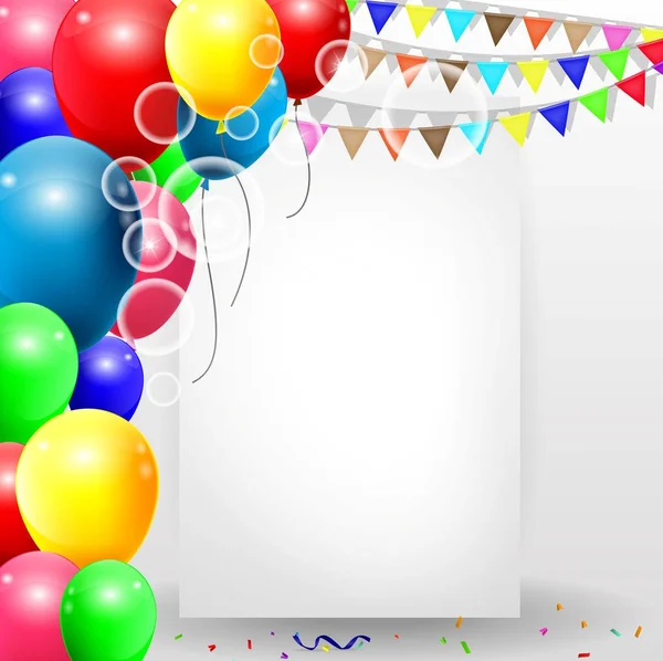 Фон дня народження з різнокольоровими повітряними кулями — стоковий вектор
