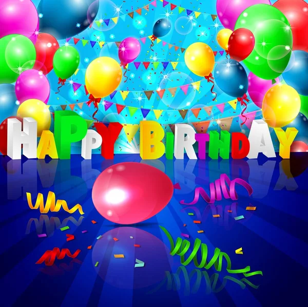 Fond d'anniversaire avec des ballons colorés — Image vectorielle