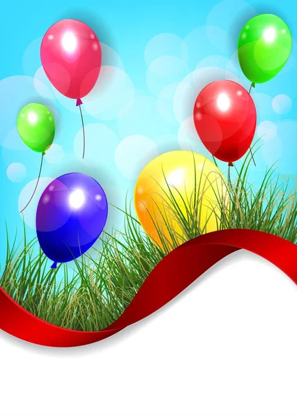 Fundo de aniversário com balões coloridos — Vetor de Stock