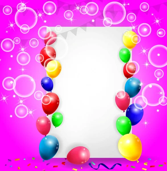 Urodzinowe tło z kolorowymi balonami — Wektor stockowy