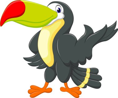 İllüstrasyon karikatür mutlu kuş toucan