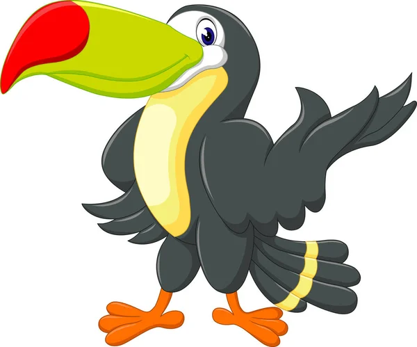 Toucan ευτυχισμένο πουλί καρτούν εικονογράφηση — Διανυσματικό Αρχείο