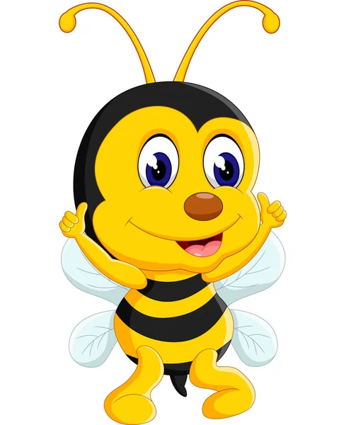Lindo abeja dibujos animados vuelo de ilustración — Archivo Imágenes Vectoriales