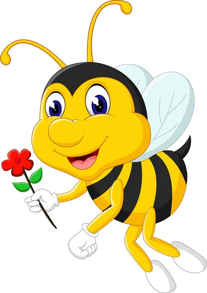 Aranyos méh rajzfilm repülő illusztráció — Stock Vector