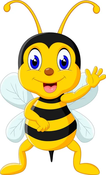 Bonito abelha desenho animado voando de ilustração — Vetor de Stock