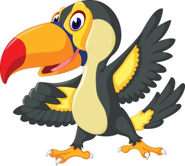 İllüstrasyon karikatür mutlu kuş toucan
