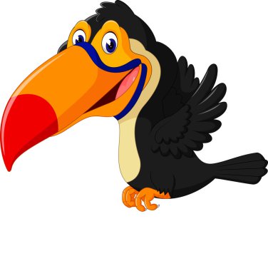 Karikatür mutlu kuş toucan