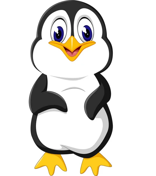 Sevimli penguen karikatür şekil — Stok Vektör