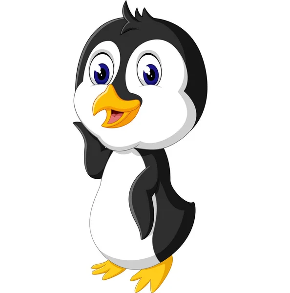 Sevimli penguen karikatür şekil — Stok Vektör