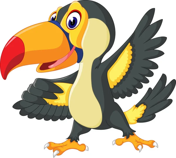 Cartoon happy bird toucan illustration — Stock vektor