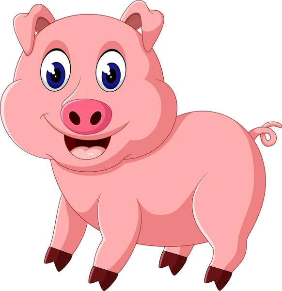 Niedliches Schwein Karikatur posiert der Illustration — Stockvektor