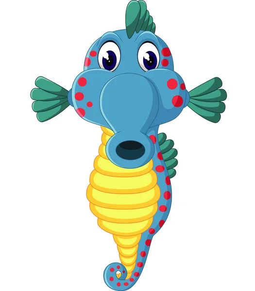 Ilustrasi kartun seahorse imut - Stok Vektor