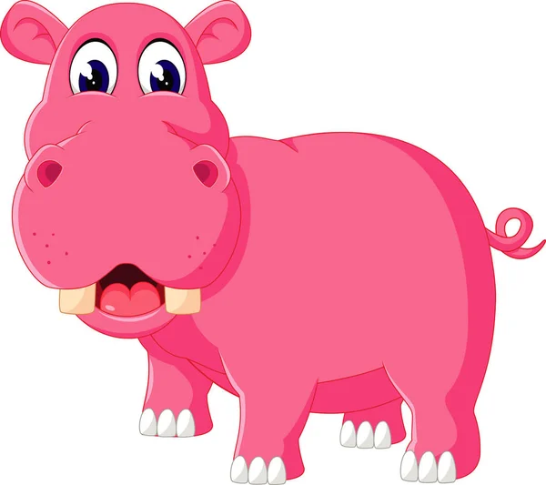 Ilustración de dibujos animados lindo hipopótamo — Vector de stock