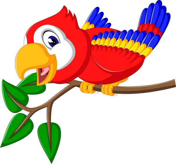 Iilustration de dessin animé perroquet mignon — Image vectorielle