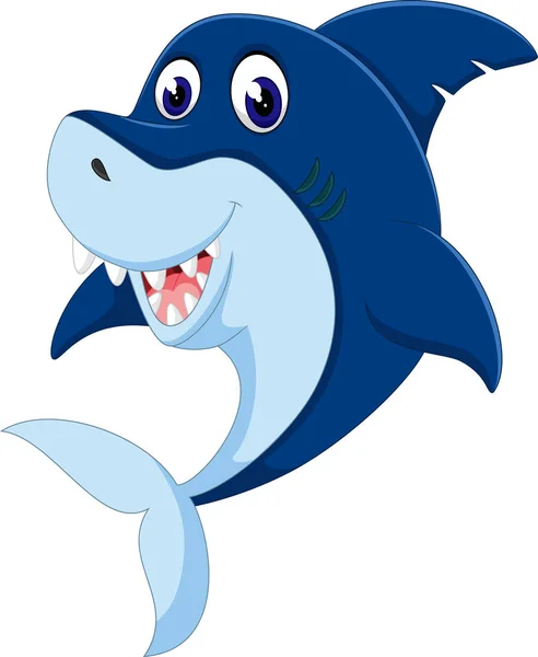 Bonito tubarão desenho animado de ilustração — Vetor de Stock