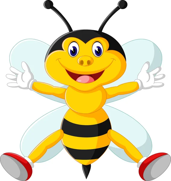 Illustration tecknad bedårande bin — Stock vektor