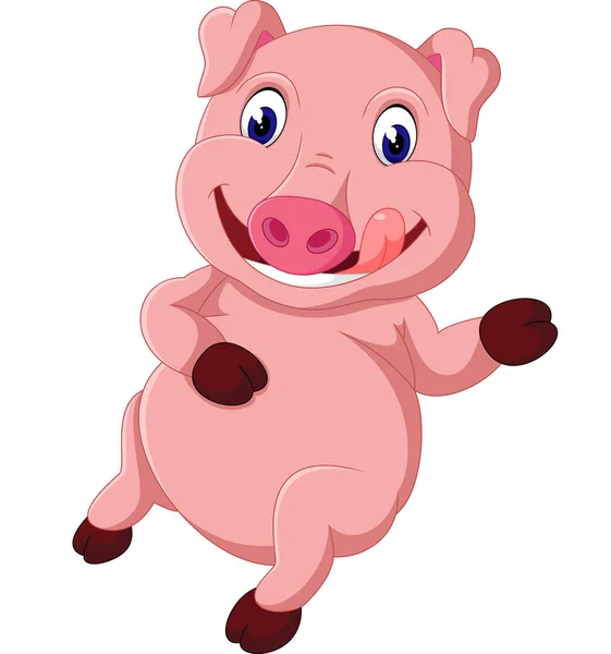 Niedliches Schwein Karikatur posiert — Stockvektor