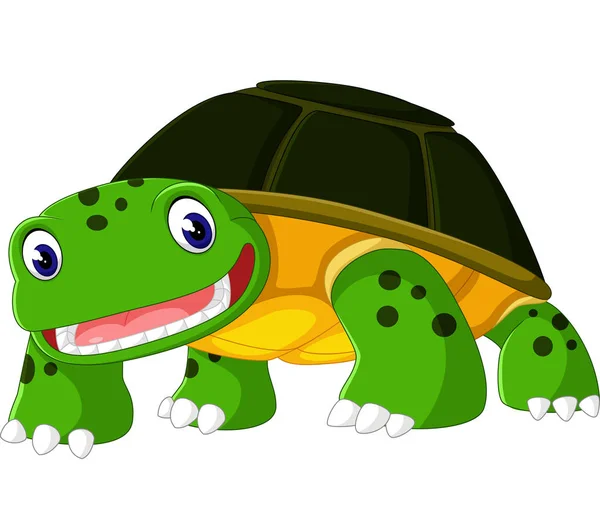 Cartoon funny turtle isolated on white background — Stock Vector