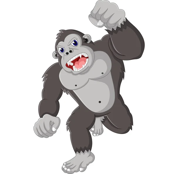 Ilustrace kreslené naštvaná gorila — Stockový vektor