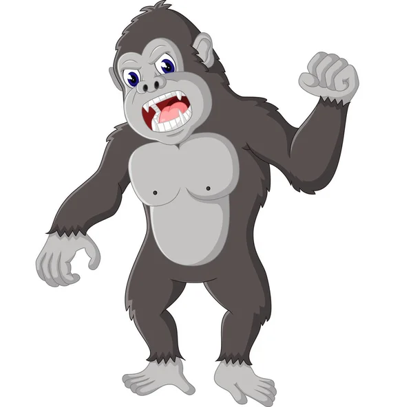 Ilustración de Caricatura de gorila enojado — Archivo Imágenes Vectoriales