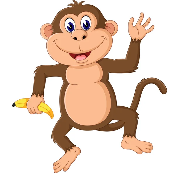 Macaco dos desenhos animados apresentando —  Vetores de Stock