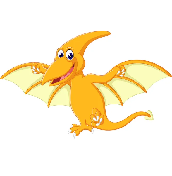 Ilustración de dibujos animados feliz pterodáctilo — Vector de stock