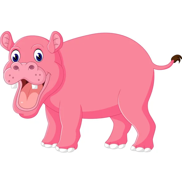 Ilustración de dibujos animados lindo hipopótamo — Vector de stock