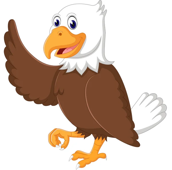 Иллюстрация милого орла, машущего мультфильмом — стоковый вектор