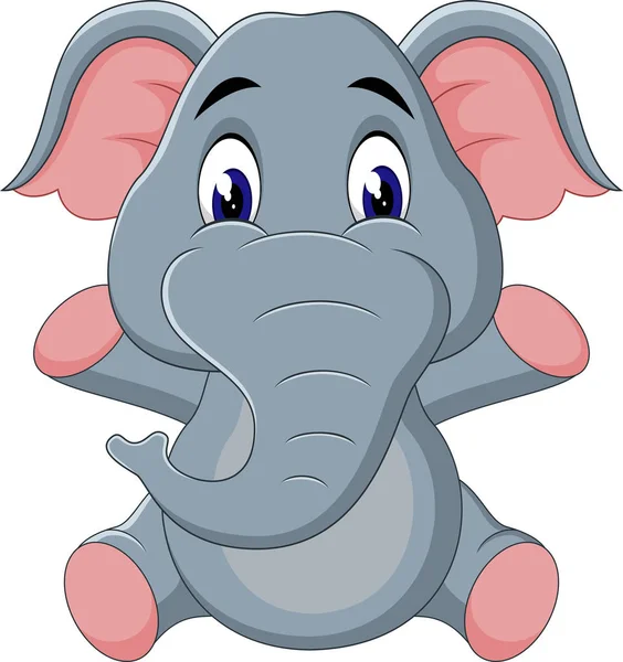 Ilustración de dibujos animados elefante lindo — Vector de stock