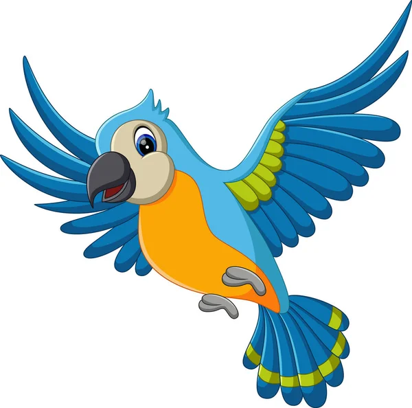 Illustration of Cartoon funny macaw flying — Stock Vector