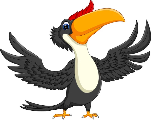 만화 행복 한 새 큰부리새의 그림 — 스톡 벡터
