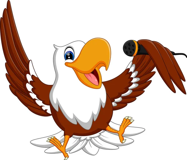 Cartoon bald eagle staande met vleugels uitgebreid — Stockvector