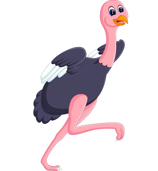 Ilustración de Divertida caricatura de avestruz — Vector de stock